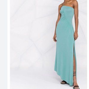 Pale blue chain-link halterneck evening dress from PINKO